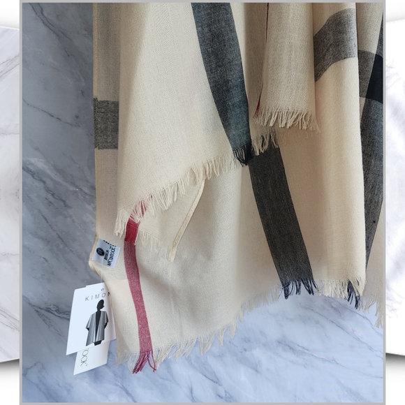 Jessica McClintock novacheck plaid kimono wrap duster shawl os women - Picture 4 of 9